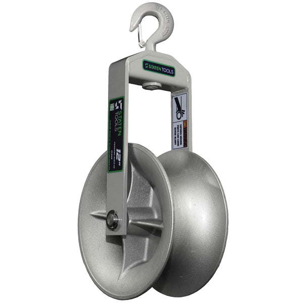 Staten Tools Cable Puller Sheave, Hook, Wire, 12 In Diameter 6500lb