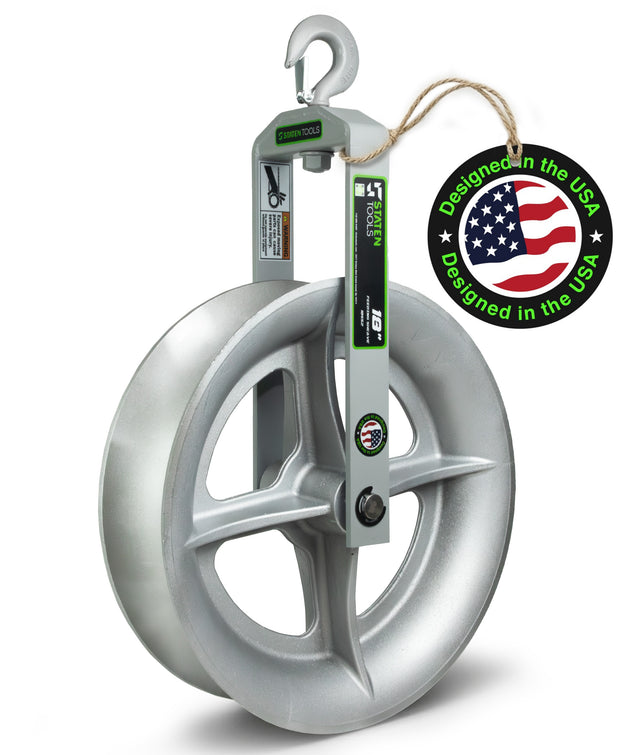 18" Hook Sheave 652 | 6500lb Capacity | Staten Tools | Hook, Wire, Rope | Works with Greenlee Pullers